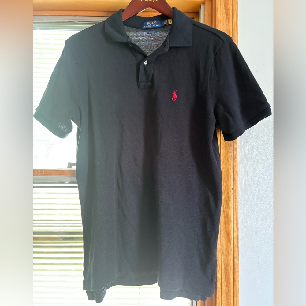 Ralph Lauren Black Polo Shirt Classic Piqué